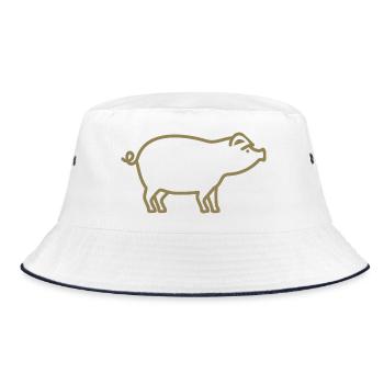 Silhouette de cochon mignonne fermier minimaliste - Bob - blanc/marine - Devant