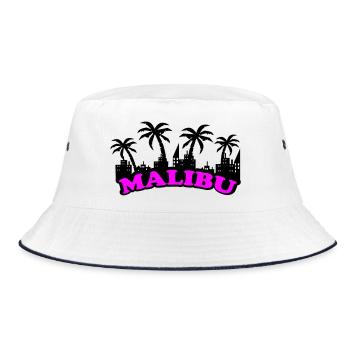 Malibu Neon Pink Schrift - Bucket Hat - Weiß/Navy - Vorne