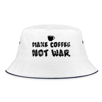 Make Coffee Not War Funny Coffee Design - Bucket Hat - white/navy - Front