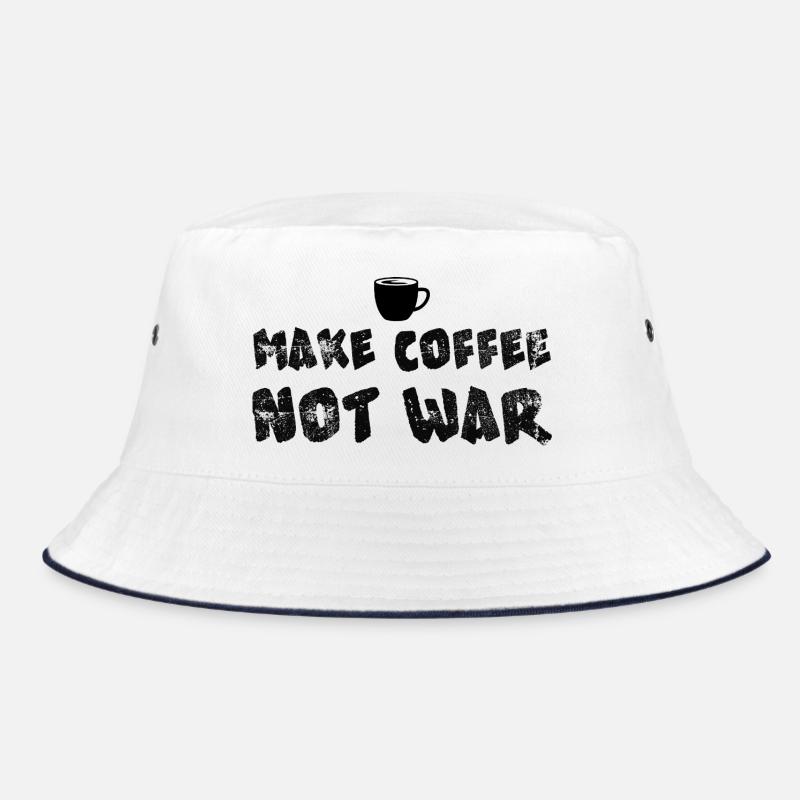 Kaffee nicht Krieg Lustiges Kaffeedesign - Bucket Hat - Weiß/Navy
