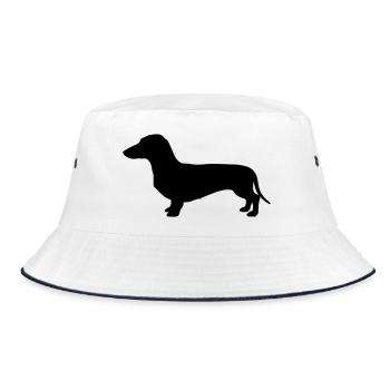 Dackel Teckel Silhouette - Bucket Hat - Weiß/Navy - Vorne