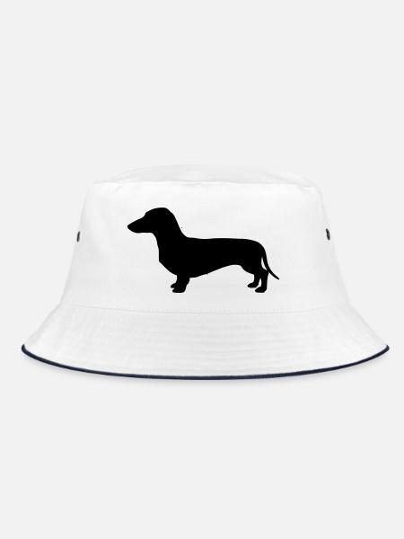 Dackel Teckel Silhouette - Bucket Hat - Weiß/Navy - Vorne