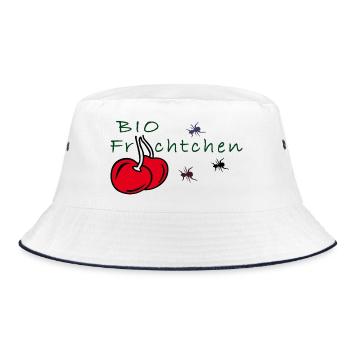 Kirschen - Bucket Hat - Weiß/Navy - Vorne