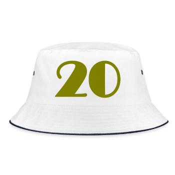 20. 20. JAHRESTAG. 20-JÄHRIGES JUBILÄUM. 20 JAHRE. - Bucket Hat - Weiß/Navy - Vorne
