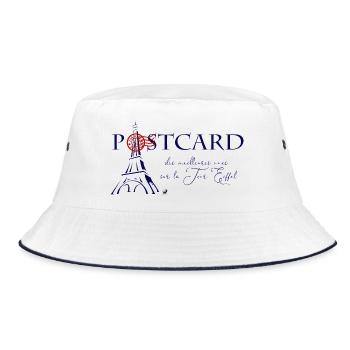 Eiffelturm Abbildung mit Inschrift - Bucket Hat - Weiß/Navy - Vorne