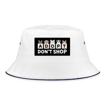 Adopt Don’t Shop – Tiere auf Würfeln, Tierheim - Bucket Hat - Weiß/Navy - Vorne