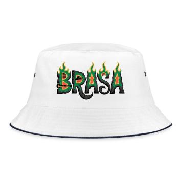 T-shirt Brésil avec flammes – Motif de football samba - Bob - blanc/marine - Devant