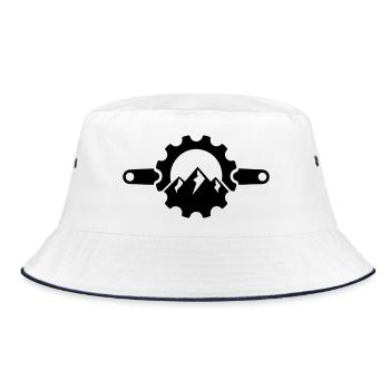 Kurbel Berg – MTB Kettenblatt Logo - Bucket Hat - Weiß/Navy - Vorne