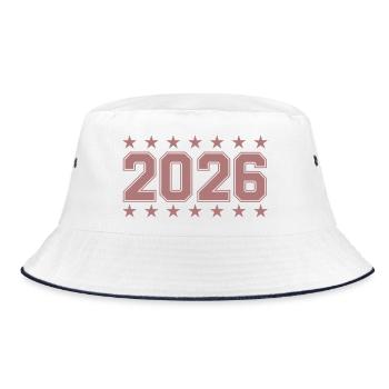 Insigne rétro année 2026 - Bob - blanc/marine - Devant