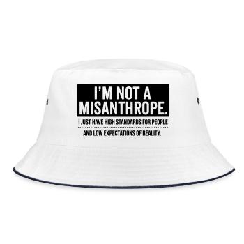 No misanthrope, just high standards (black) - Bucket Hat - white/navy - Front