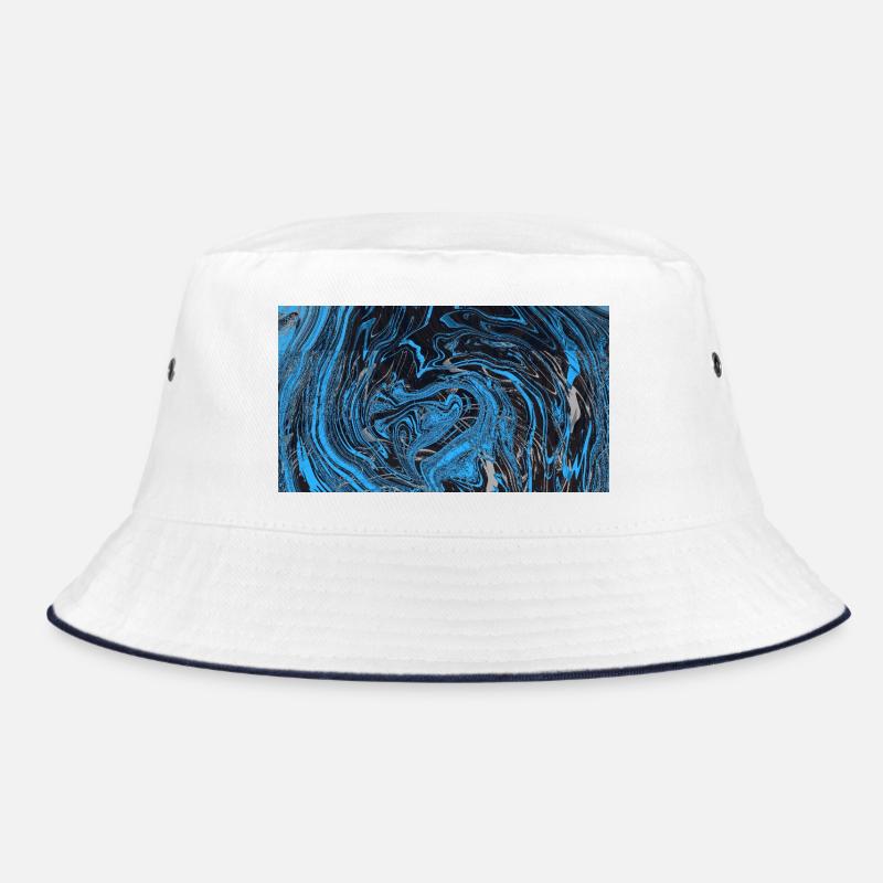 Blau Schwarz Marmorfluss Bucket Hat