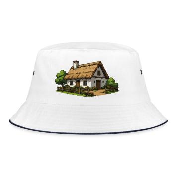 Small thatched house in the countryside - Bucket Hat - white/navy - Front