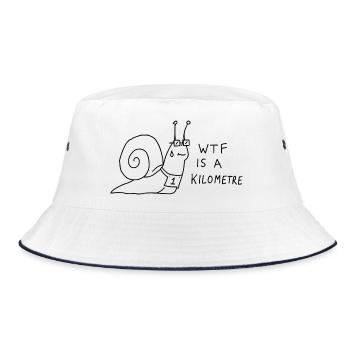 Was zum Teufel ist ein lustiger Kilometer-Schneckenläufer - Bucket Hat - Weiß/Navy - Vorne