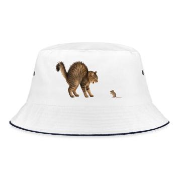 Le chat et la souris | Motif drôle d’animal - Bob - blanc/marine - Devant