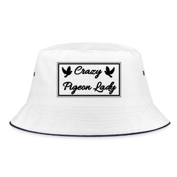 Verrückte Taube-Dame - Bucket Hat - Weiß/Navy - Vorne