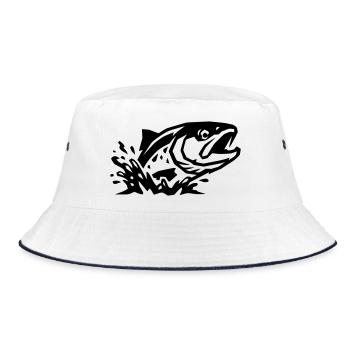 Jumping Fish Fishing Fishing Predatory Fish - Bucket Hat - white/navy - Front
