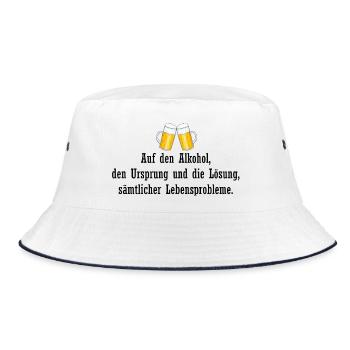 Auf Alkohol Ursprung Lösung - Bucket Hat - Weiß/Navy - Vorne
