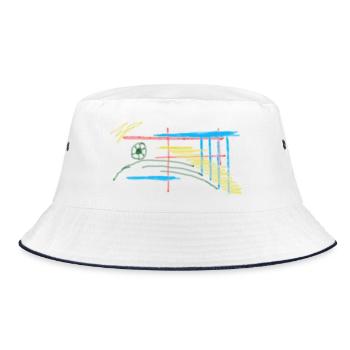 Bunte Linienlandschaft - Bucket Hat - Weiß/Navy - Vorne