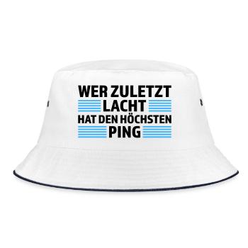 Wer zuletzt lacht höchsten Ping Gamer Shirt - Bucket Hat - Weiß/Navy - Vorne