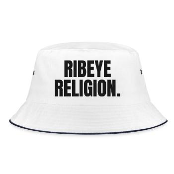 RIBEYE RELIGION | Carnivore T-Shirt | Steak Lover - Bucket Hat - white/navy - Front