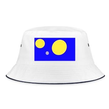 Blue Geometry Triple: Circles - Bucket Hat - white/navy - Front