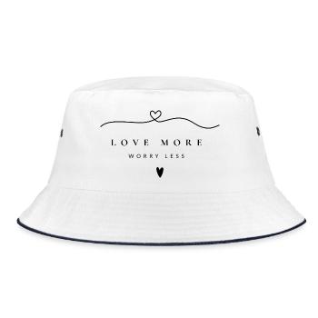 Love More Worry Less | Minimal Heart Design - Bucket Hat - white/navy - Front