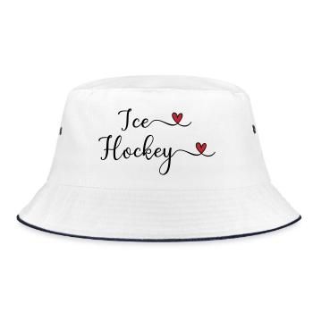 Eishockey Schriftzug mit Herz - Bucket Hat - white/navy - Front