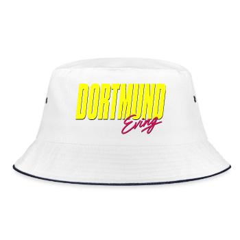 Dortmund Eving Shirt, Ruhrpott Kult Badelatschen - Bucket Hat - Weiß/Navy - Vorne