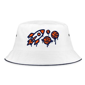 Rocket Launch Planet Graffiti - Bucket Hat - white/navy - Front