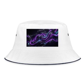 Абстрактные черные волны с неоновыми фиолетовыми и - Bucket Hat - white/navy - Front