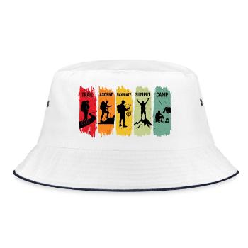 Retro Hiking Steps Trail Climb Summit Camp - Bucket Hat - Weiß/Navy - Vorne