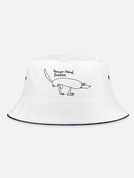 Süßer Hund –nach handgezeichneter Kinderzeichnung - Bucket Hat - Weiß/Navy