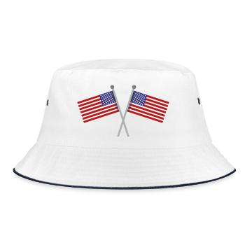 Flagge der Vereinigten Staaten - Bucket Hat - Weiß/Navy - Vorne
