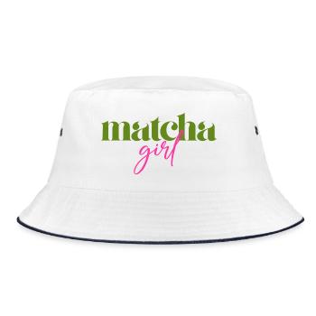 Matcha Girl - Bucket Hat - Weiß/Navy - Vorne