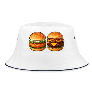 Burger Duett Käse & Knusper - Bucket Hat - Weiß/Navy - Vorne