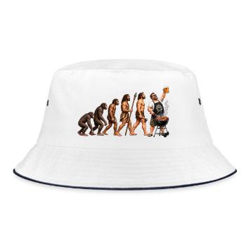Evolution zum Grill - Bucket Hat - Weiß/Navy - Vorne