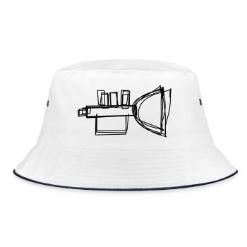 Flügelhorn handgezeichnet - Bucket Hat - Weiß/Navy - Vorne