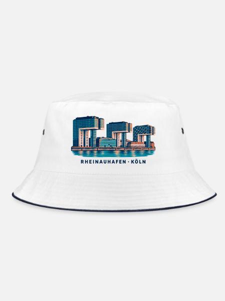 Rheinauhafen Köln - Bucket Hat - Weiß/Navy