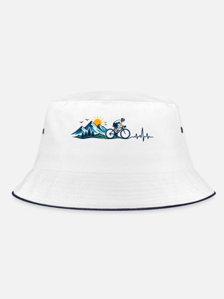 Outdoor-Mountainbiken - Bucket Hat - Weiß/Navy