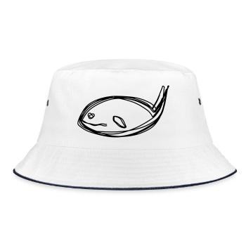Wal handgezeichnet - Bucket Hat - Weiß/Navy - Vorne