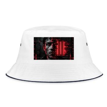 Der EAN-Code der Zivilisation - Bucket Hat - Weiß/Navy - Vorne