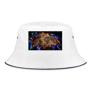 Die brennende Landkarte - Bucket Hat - Weiß/Navy - Vorne