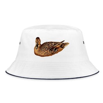Ente Digital Art – Modernes Enten T-Shirt - Bucket Hat - Weiß/Navy - Vorne