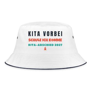 Kita Abschied 2027 Tschüss Kindergarten Schulkind - Bucket Hat - Weiß/Navy - Vorne