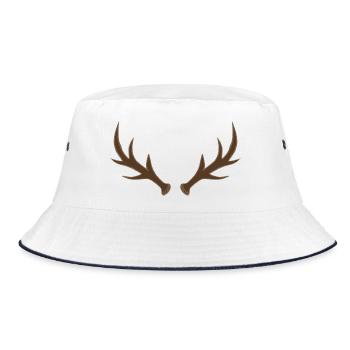 Geweih-Wappen Emblem - Bucket Hat - Weiß/Navy - Vorne
