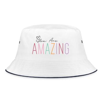You Are Amazing! Personalisierbar - Bucket Hat - Weiß/Navy - Vorne