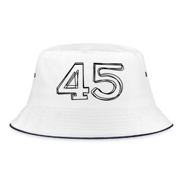 Zahl 45 handgezeichnet - Bucket Hat - Weiß/Navy - Vorne