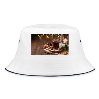 Rustikaler Glühweinzauber - Bucket Hat - Weiß/Navy - Vorne