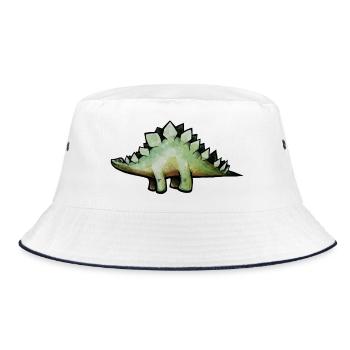 Smaragd-Stego in Aquarell - Bucket Hat - Weiß/Navy - Vorne