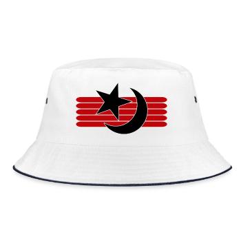 Baby Mond Sterne Schlafen Motive Süßer Strampler - Bucket Hat - Weiß/Navy - Vorne